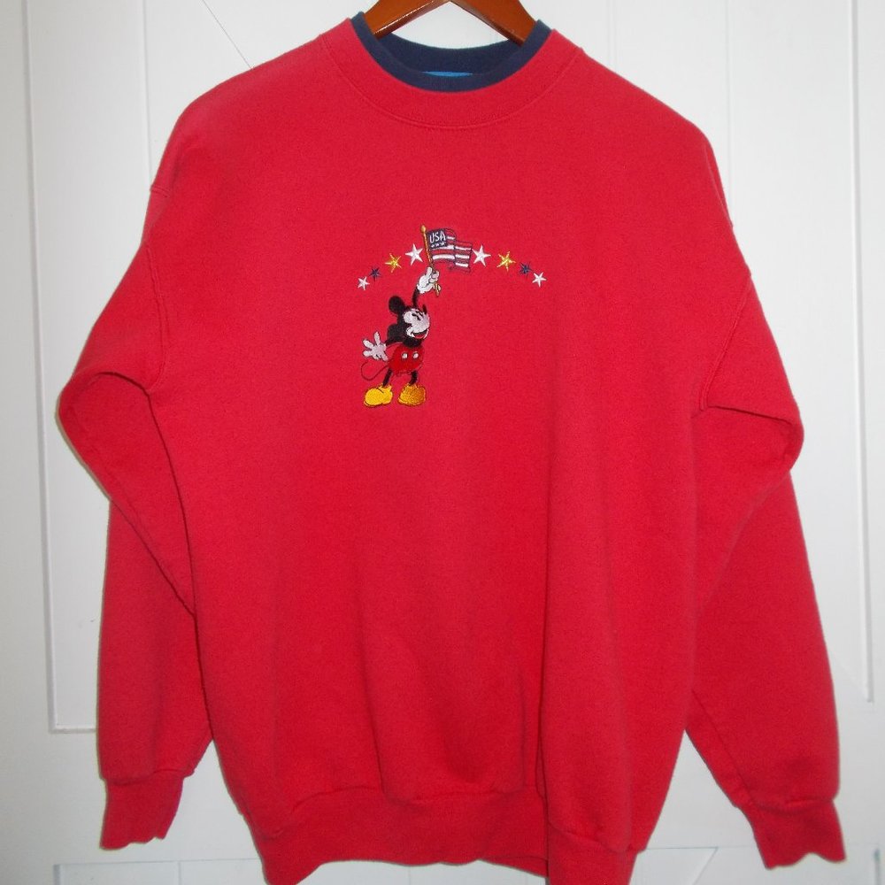 VTG Disney Embroidered Mickey Mouse Sweatshirt Americana‎